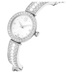 Matrix pearl bangle watch Swiss Made, Crystal bracelet, White, Stainless steel